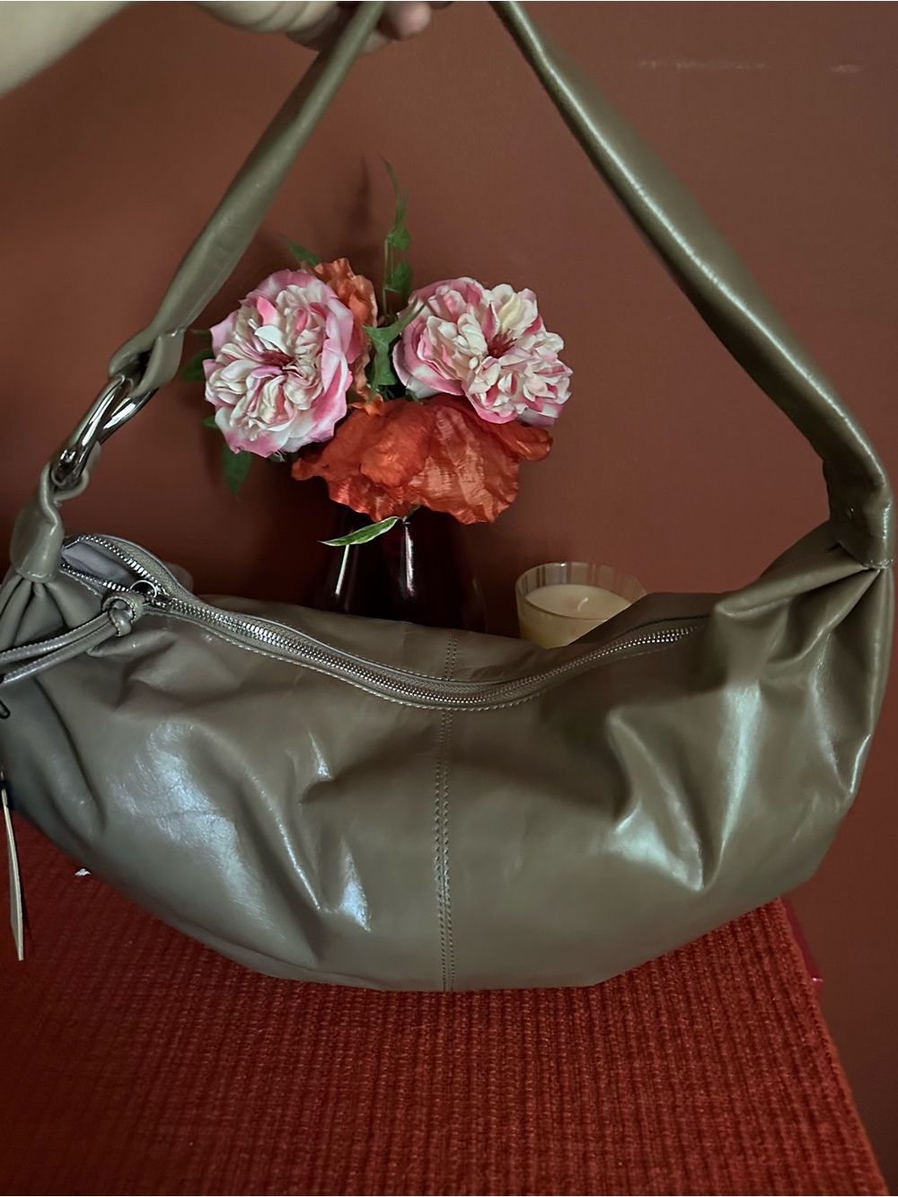 Banana Republic Taupe Hobo Leather Shoulder Bag